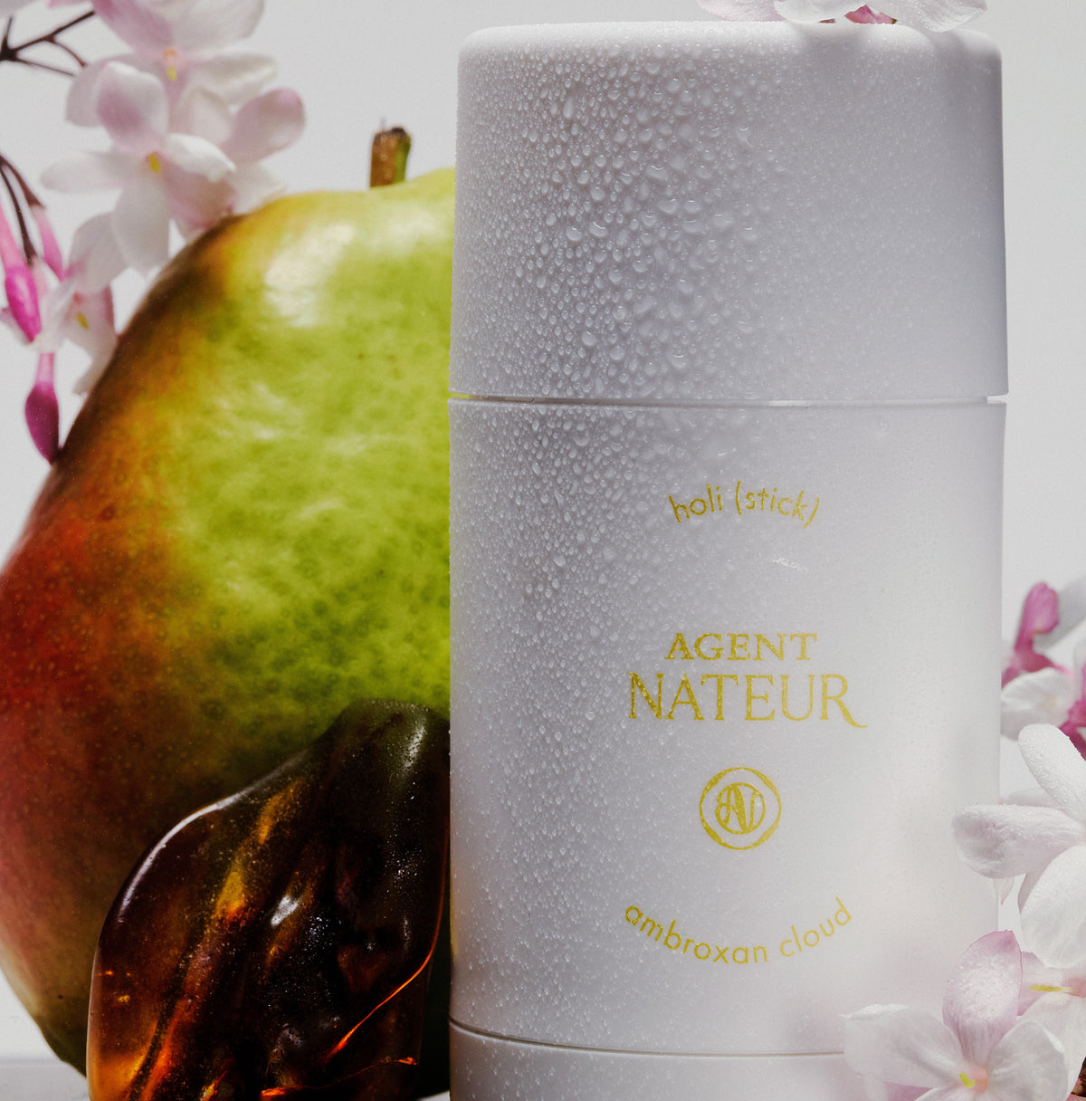 Deodorant Holi (Stick) Ambroxan Cloud - Agent Nateur - stick entouré de poire, ambre et fleurs blanches