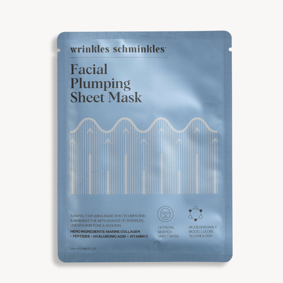 Sachet de 1 Masque en Tissu Repulpant Pour Le Visage de Wrinkles Schminkles. Hydratation intense en 15 minutes